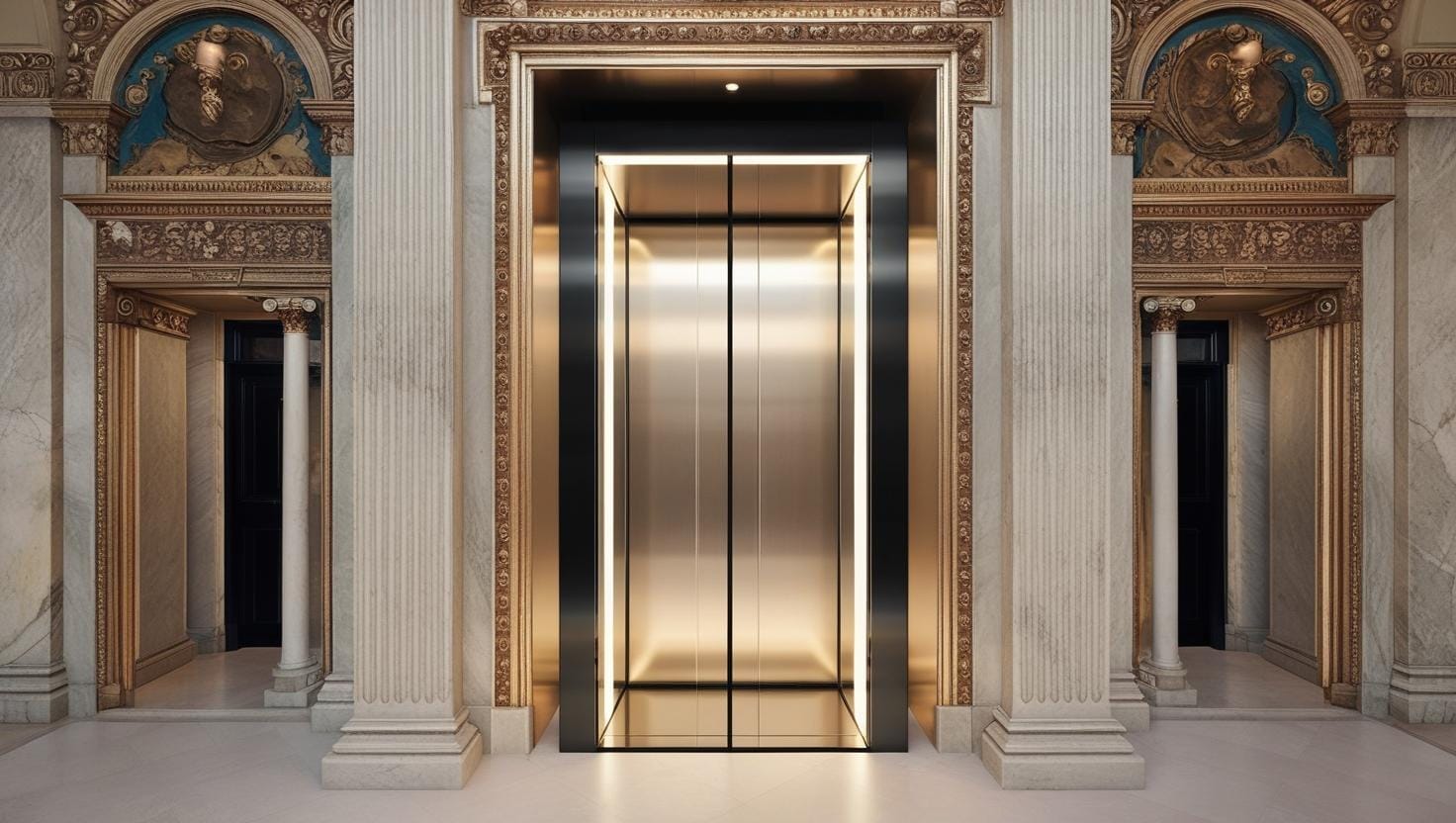 Just one image not multiple of modern lifts in historic london building (4)